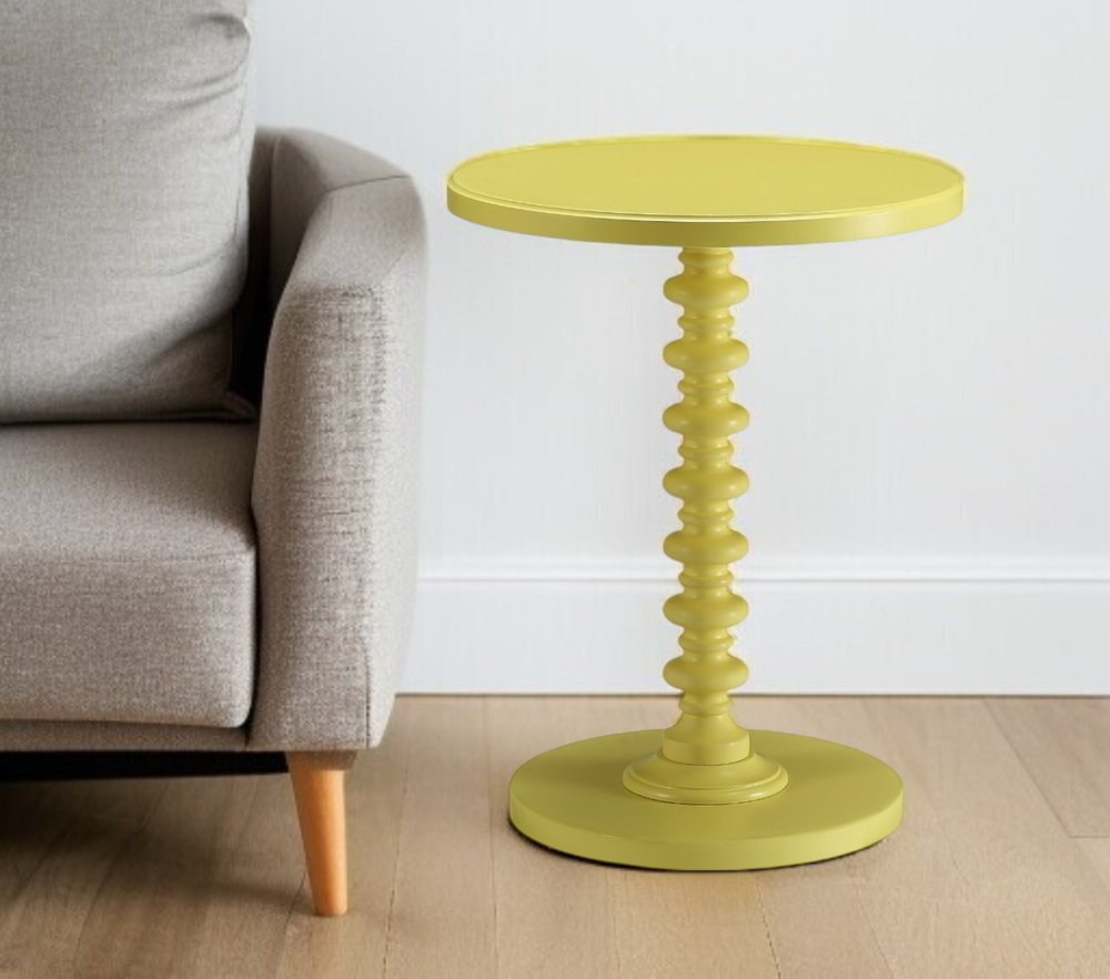 Fun Teal Wood Pedestal End Table
