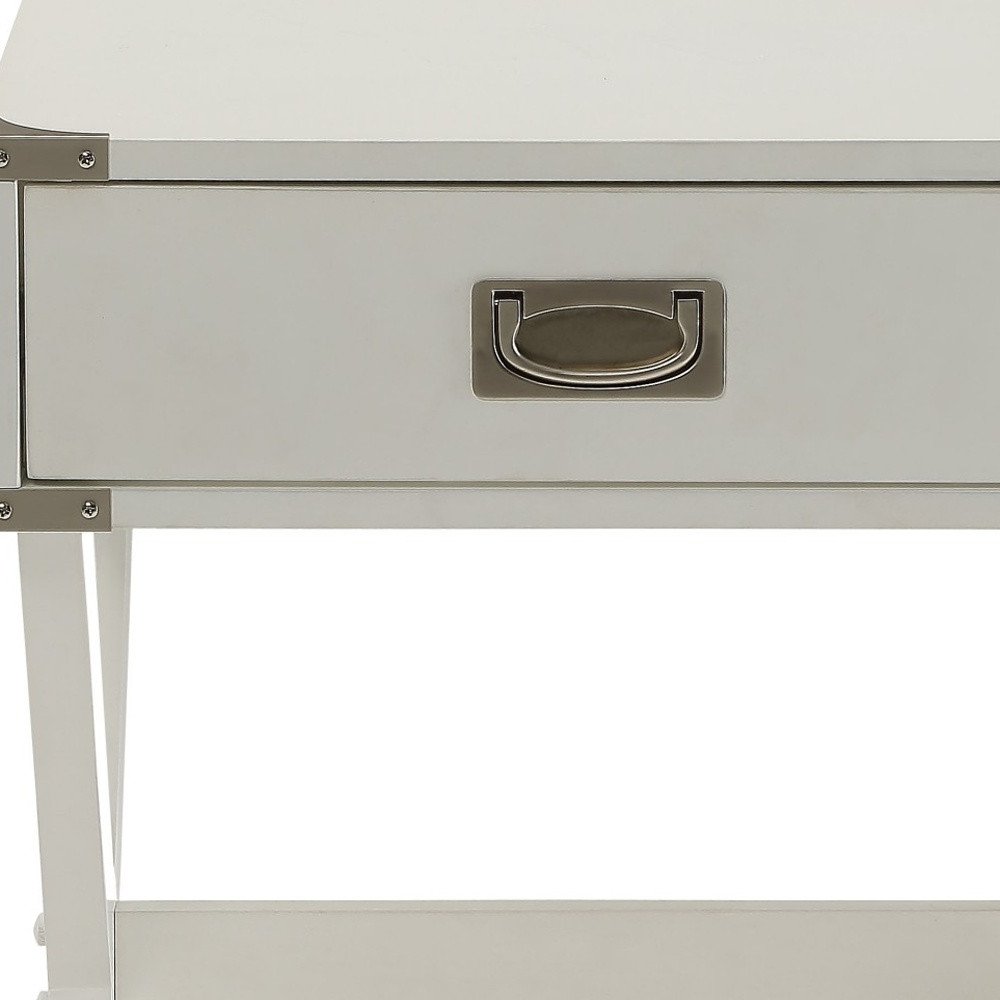 24" Red Wood Cross Legs End Table With Drawer