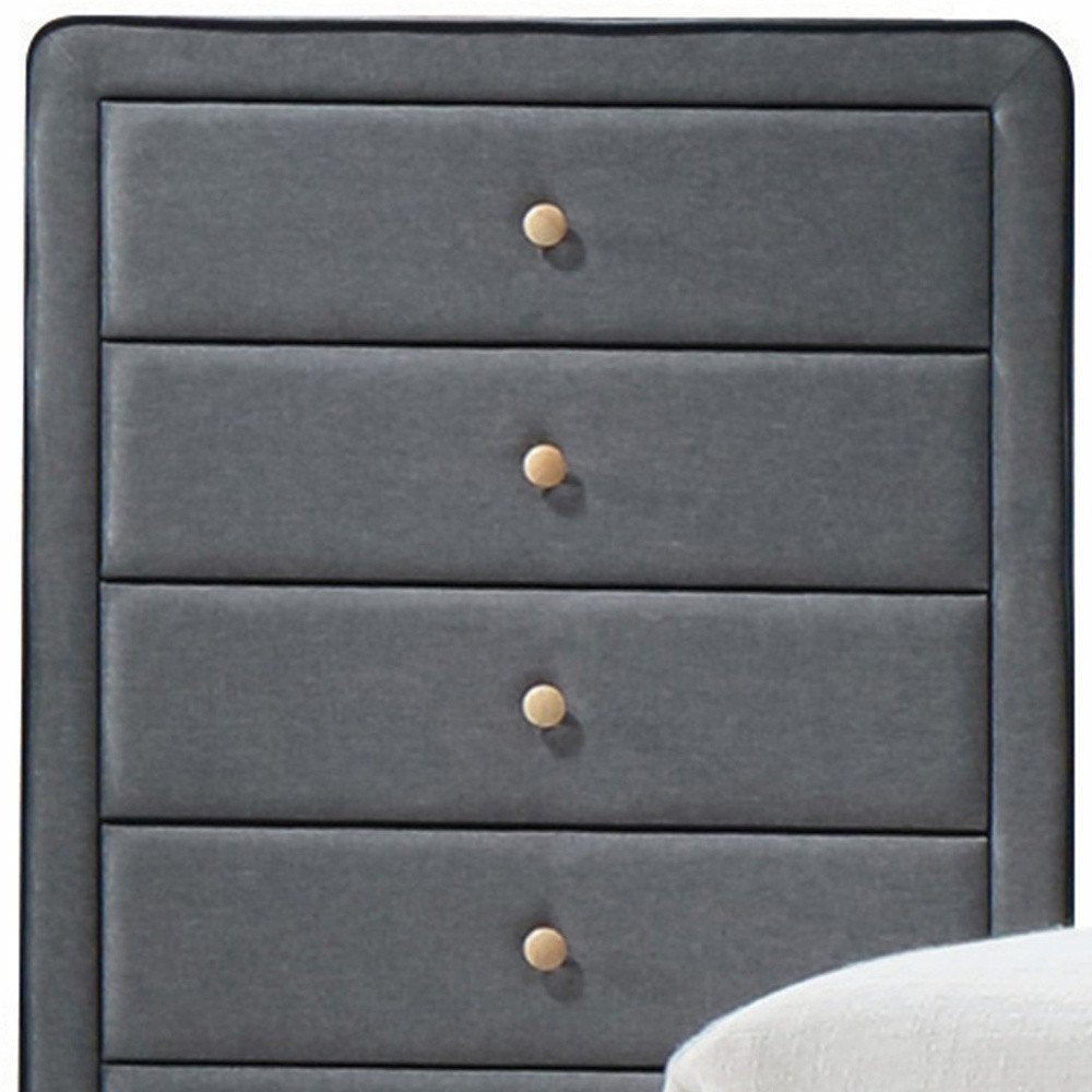 32" Light Gray Wood Five Drawer Dresser