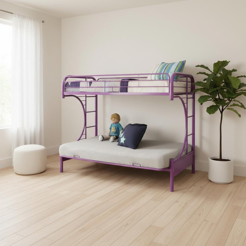 78" X 41" X 65" Twin Over Full Purple Metal Tube Futon Bunk Bed