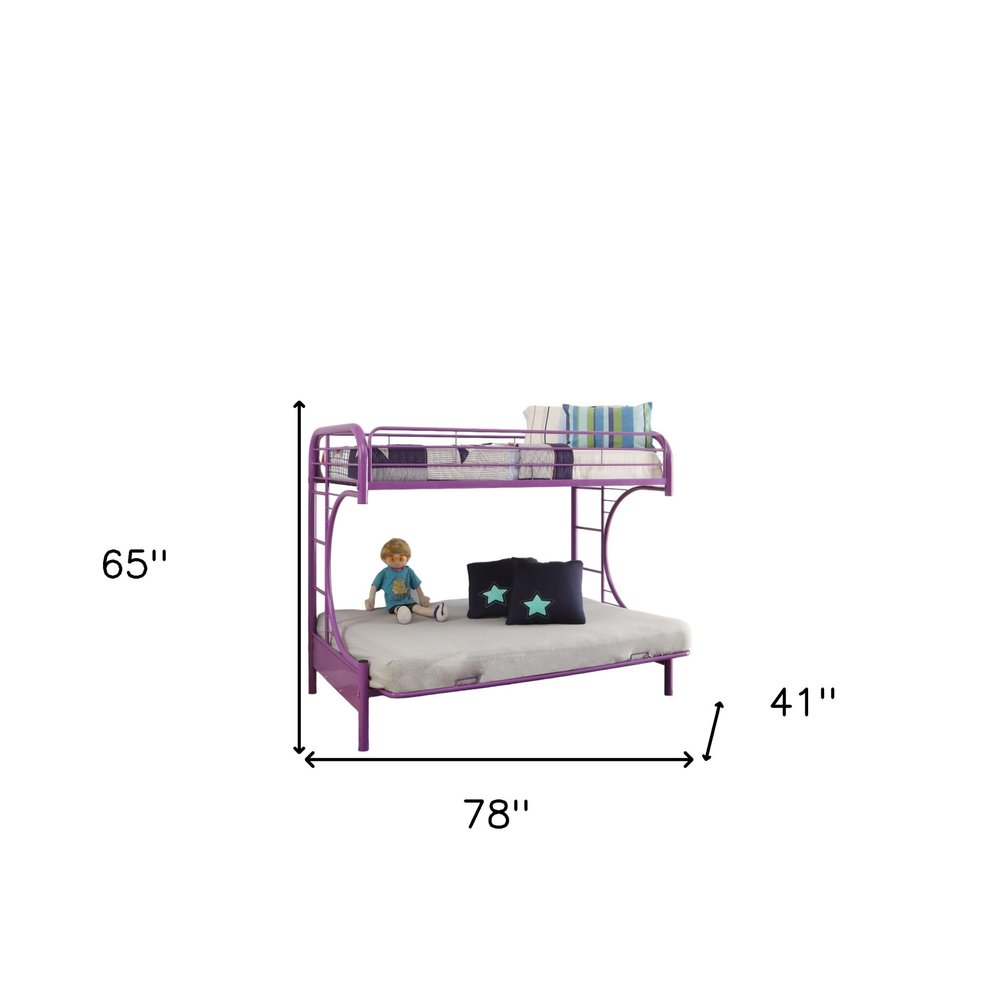 78" X 41" X 65" Twin Over Full Silver Metal Tube Bunk Bed