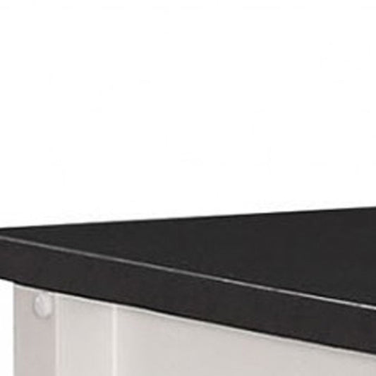 32" X 19" X 34" Black And White Rubber Wood Kitchen Cart