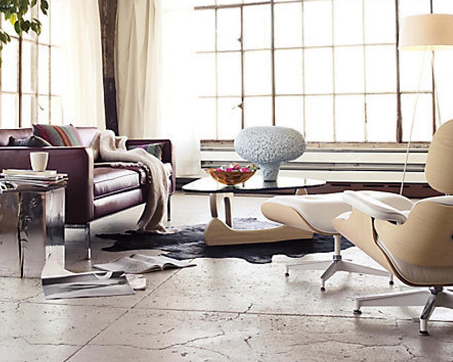 6' X 7' Off White Natural Cowhide Area Rug