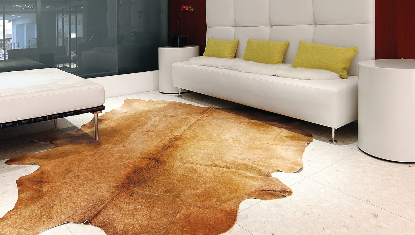 6' X 7' Off White Natural Cowhide Area Rug