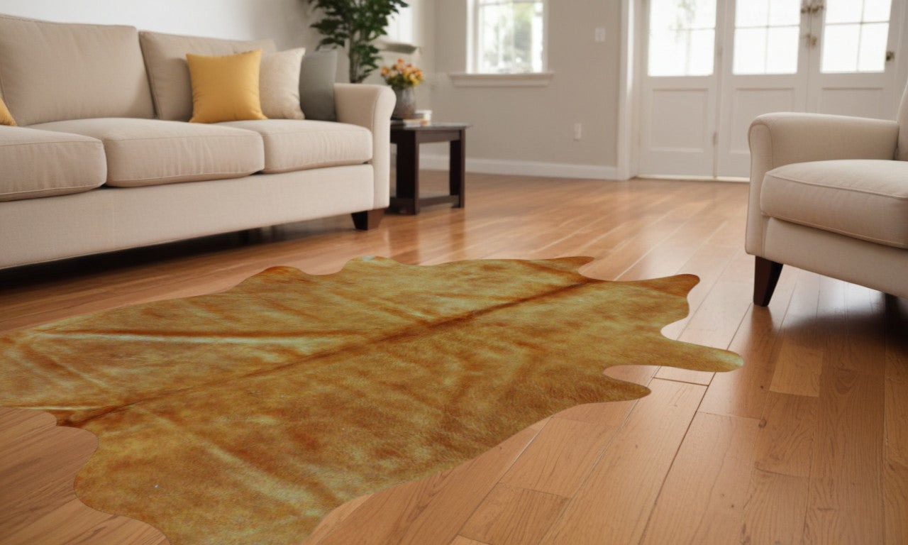 6' X 7' Off White Natural Cowhide Area Rug
