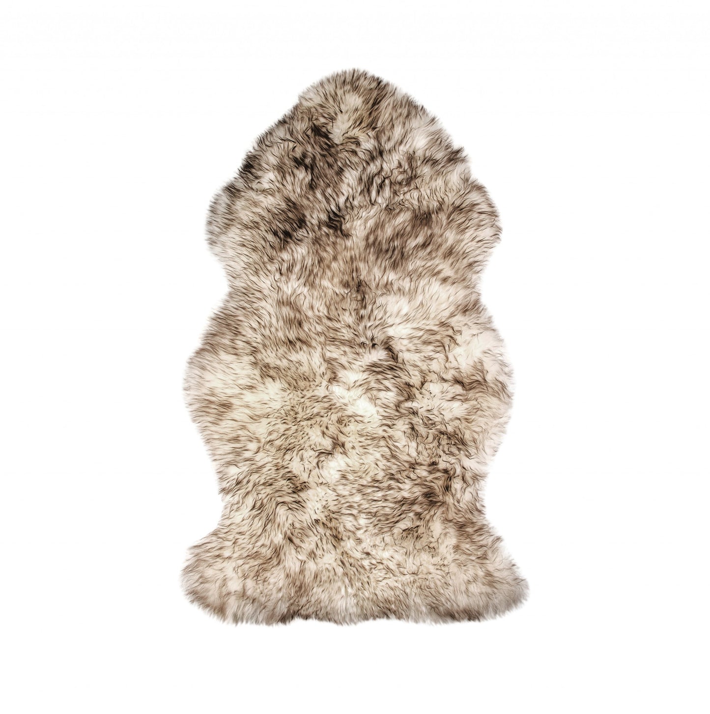 2' X 3' White And Brown Genuine Sheepskin Animal Print Shag Area Rug