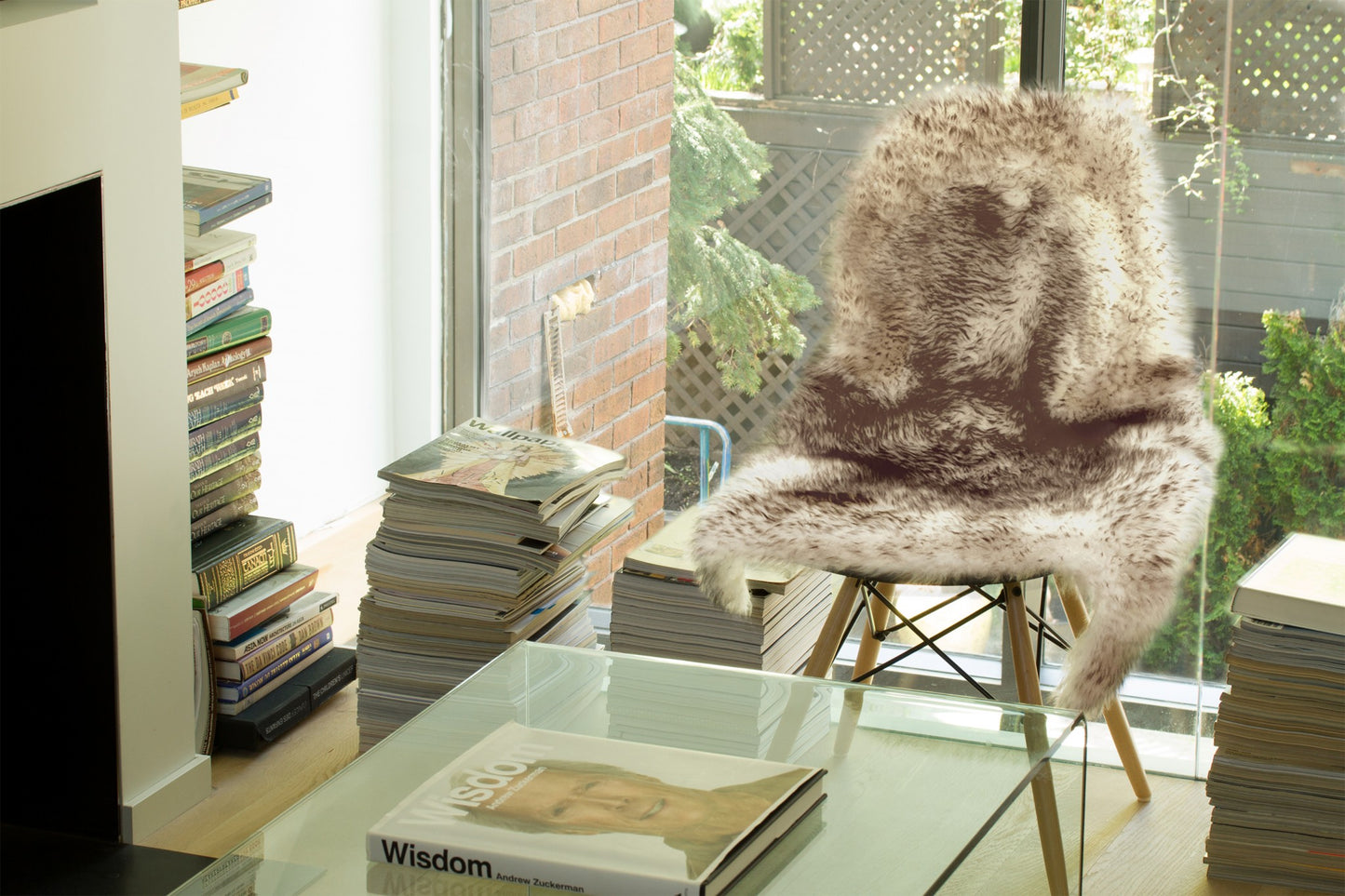 2' X 3' White And Brown Genuine Sheepskin Animal Print Shag Area Rug