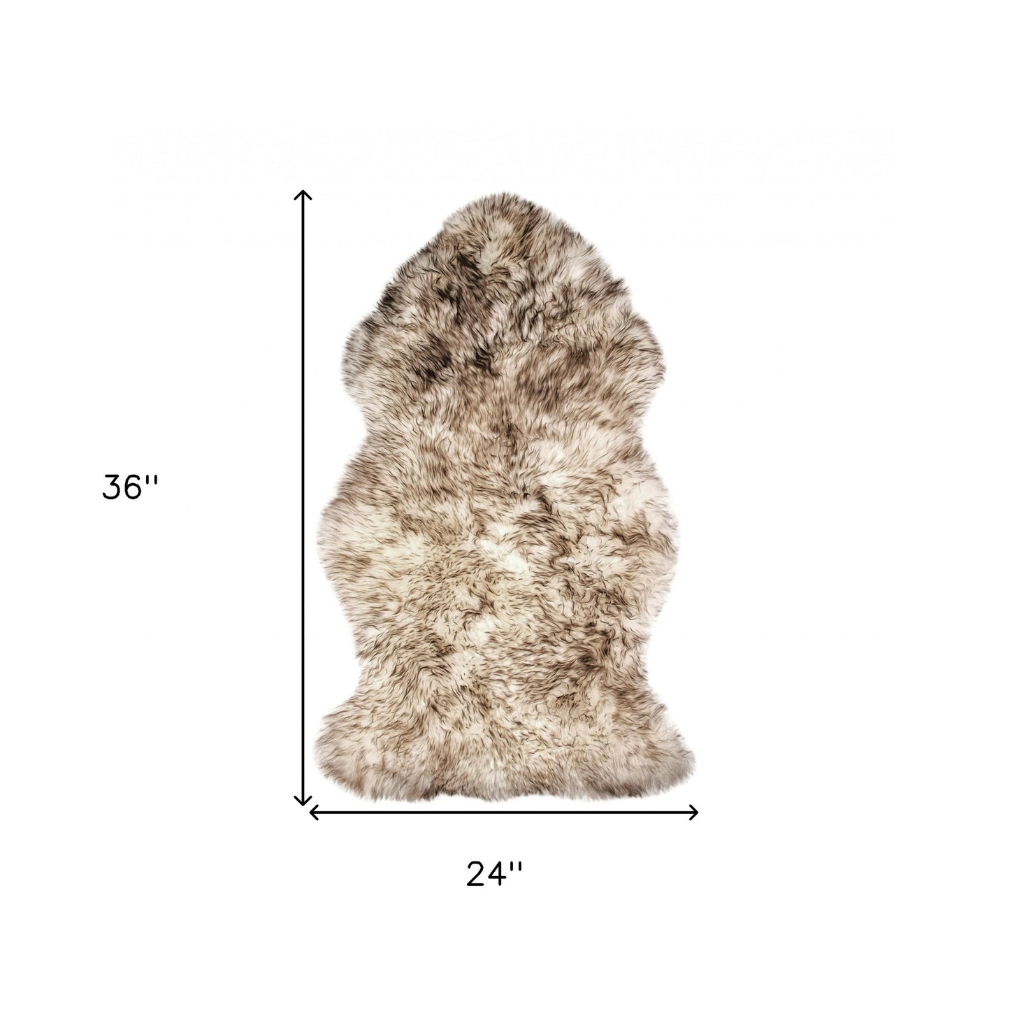 2' X 3' White And Brown Genuine Sheepskin Animal Print Shag Area Rug