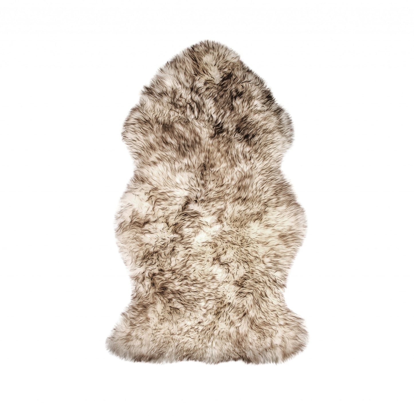 2' X 3' White And Brown Genuine Sheepskin Animal Print Shag Area Rug
