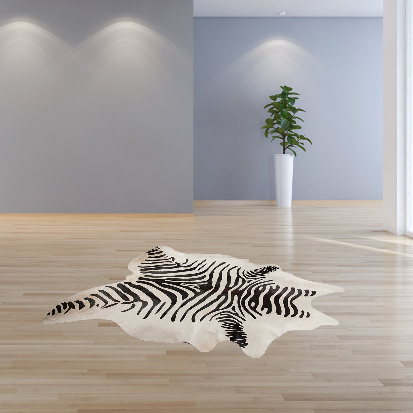 6' X 7' Off White Natural Cowhide Area Rug