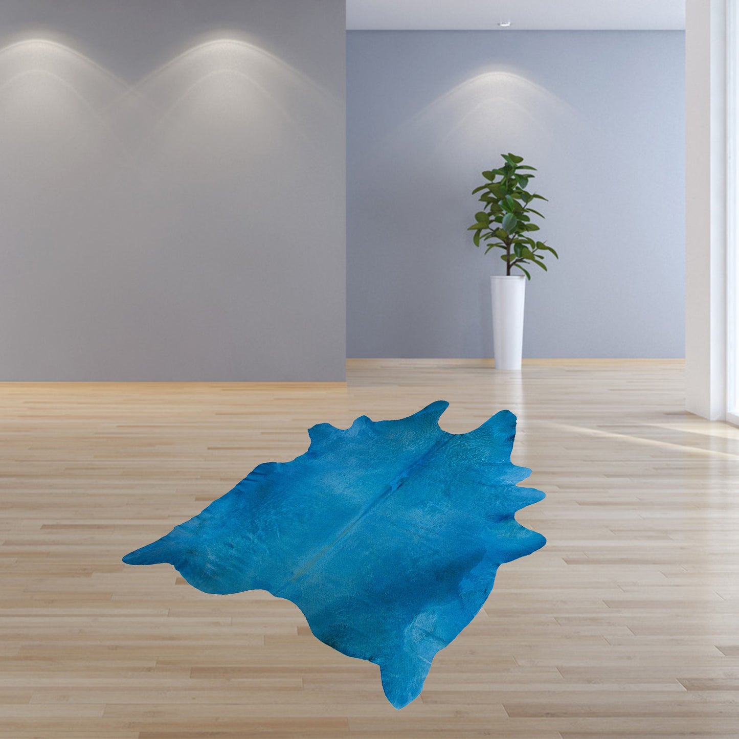 6' X 7' Navy Blue Cowhide Cowhide Area Rug