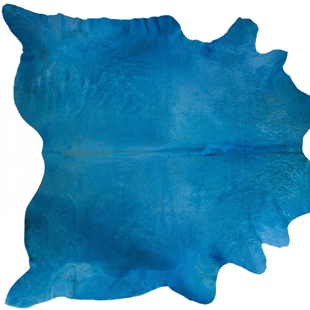 6' X 7' Navy Blue Cowhide Cowhide Area Rug