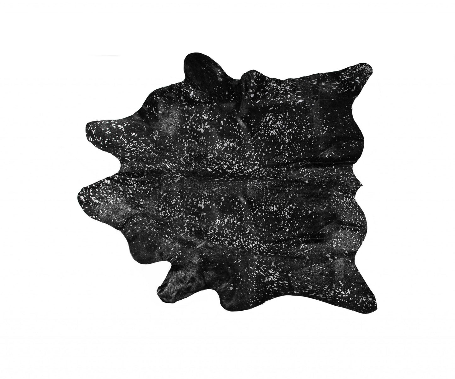 6' X 7' Black And Silver Cowhide Animal Print Area Rug