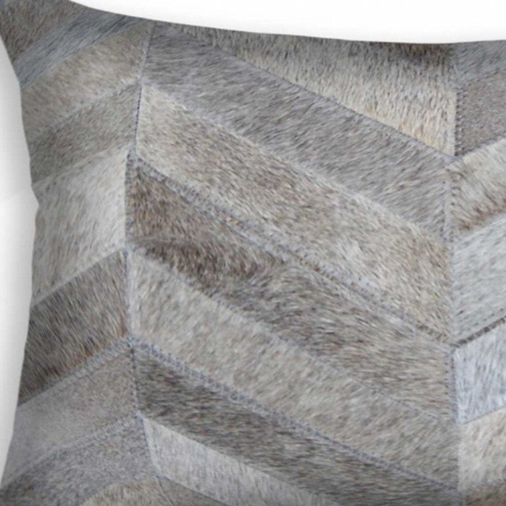 12" X 20" Natural Chevron Cowhide Throw Pillow