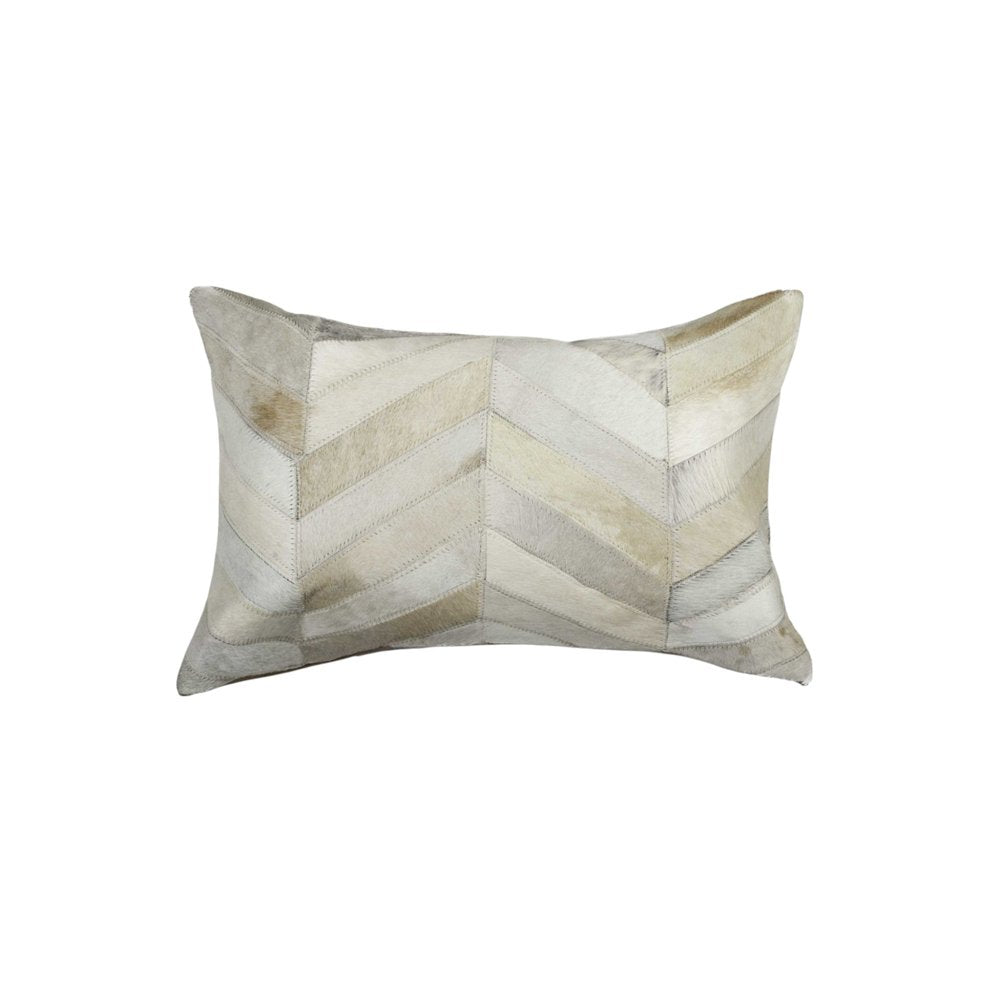 12 X 20 Gray Chevron Cowhide Throw Pillow