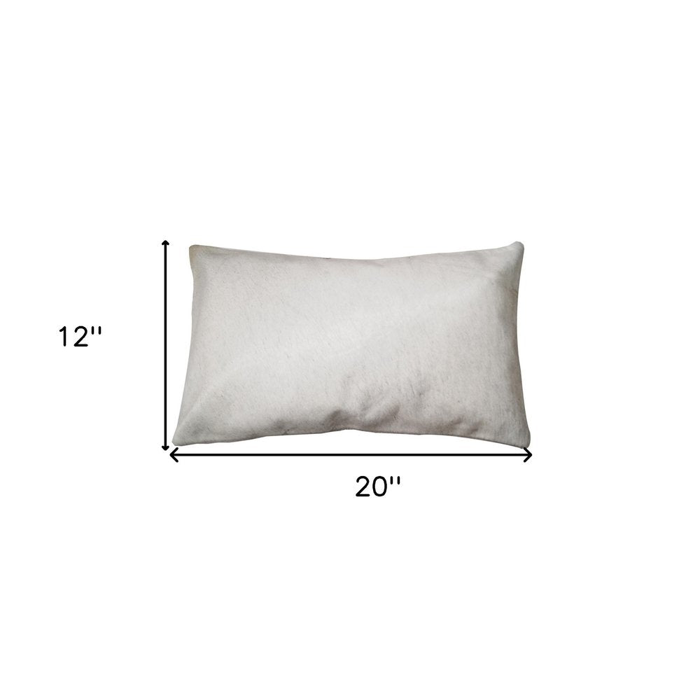 12" X 20" Brown and White Cowhide Throw Pillow