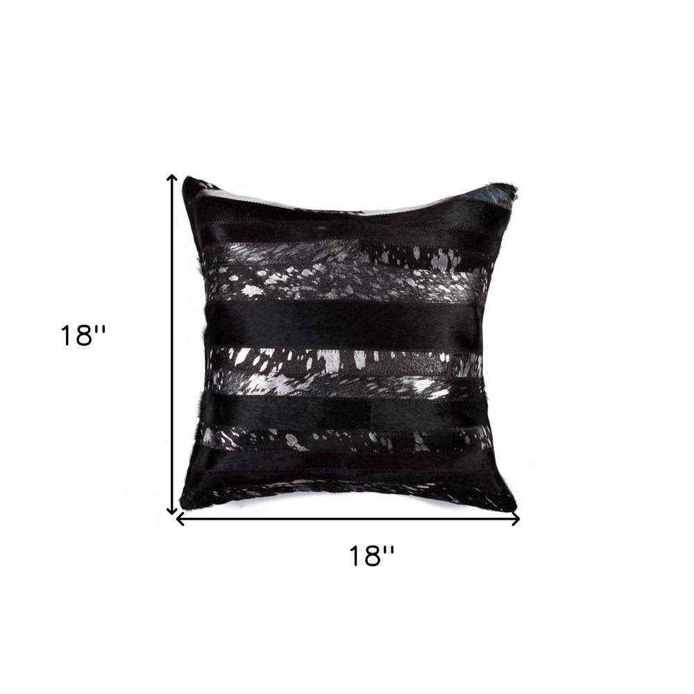18" X 18" X 5" Black And Silver Pillow