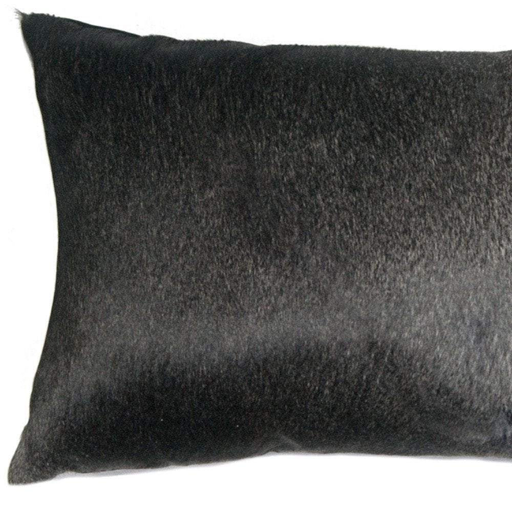 12" X 20" Brown and White Cowhide Throw Pillow