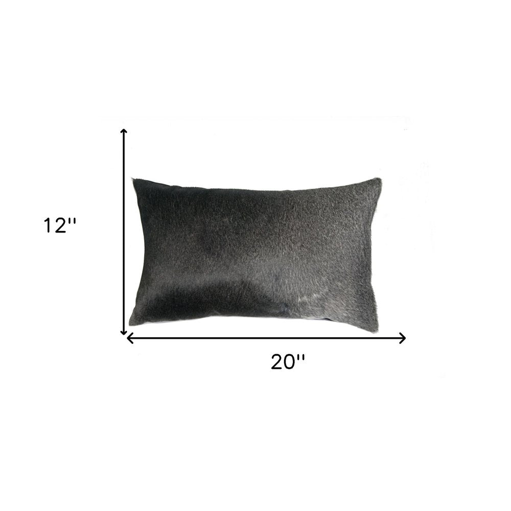 12" X 20" Brown and White Cowhide Throw Pillow