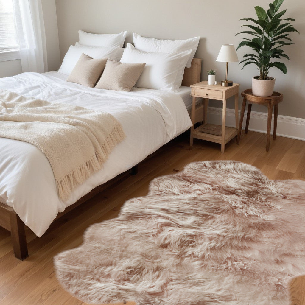 4' X 6' Pink Genuine Sheepskin Shag Area Rug