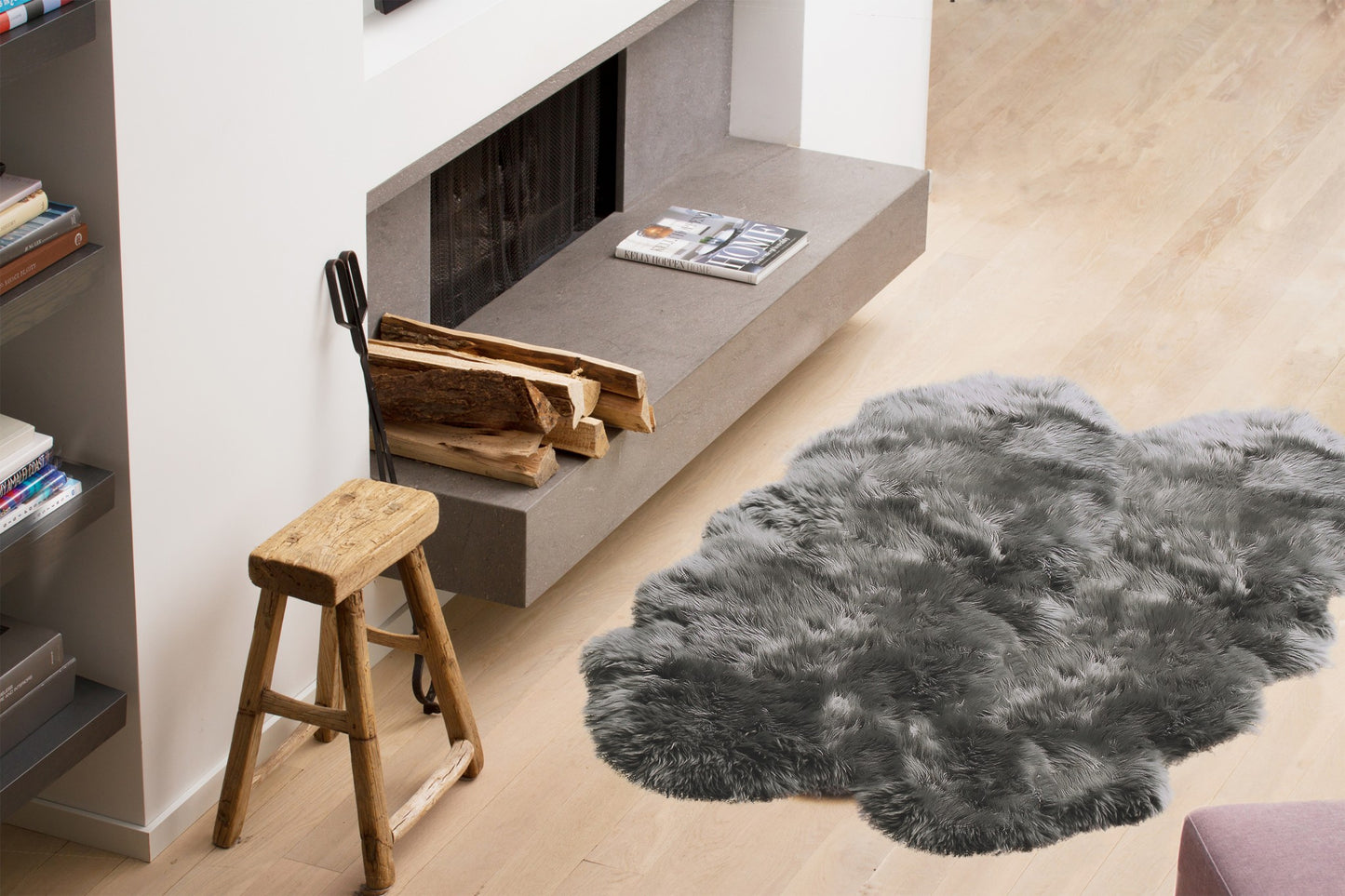 4' X 6' Pink Genuine Sheepskin Shag Area Rug