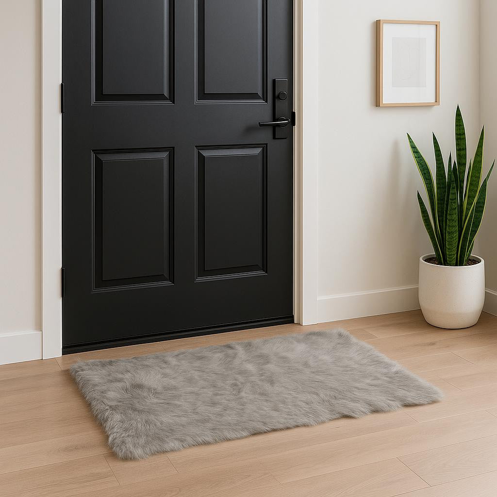 3' X 5' Off White Faux Fur Shag Area Rug