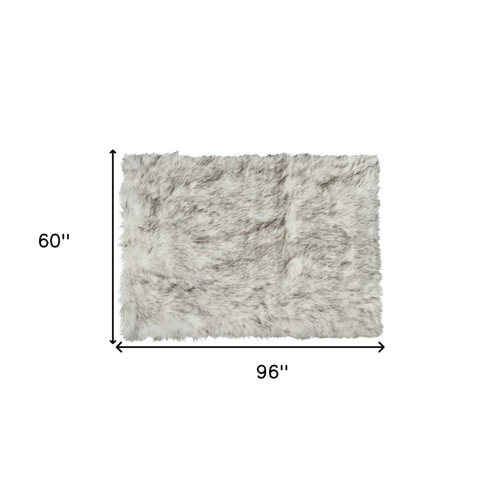 5' X 8' Gray Faux Fur Ombre Flokati Washable Area Rug