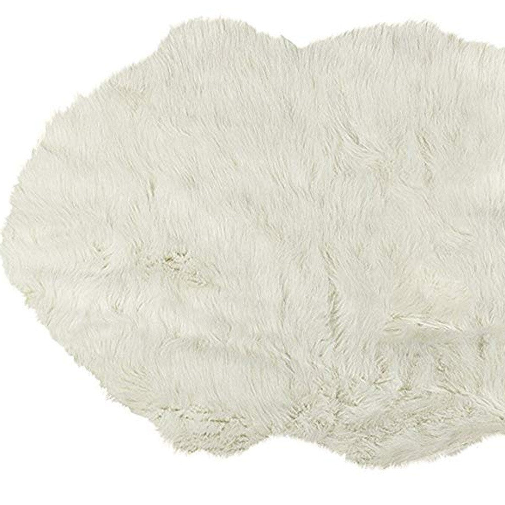 6' Off White Faux Sheepskin Flokati Area Rug