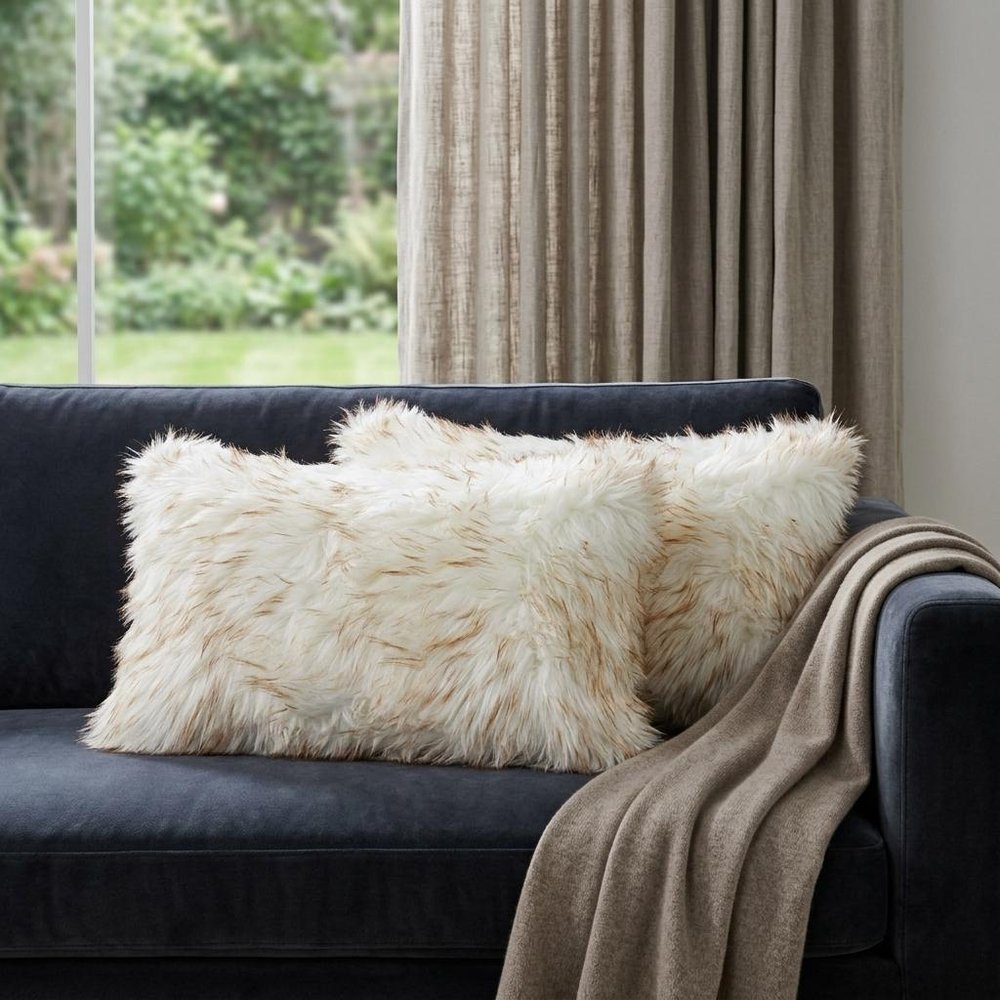 12" X 20" X 5" Gradient Tan Faux Pillow 2 Pack