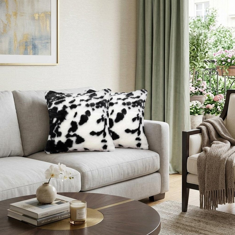 18" X 18" X 5" Sugarland Black And White Faux Pillow 2 Pack