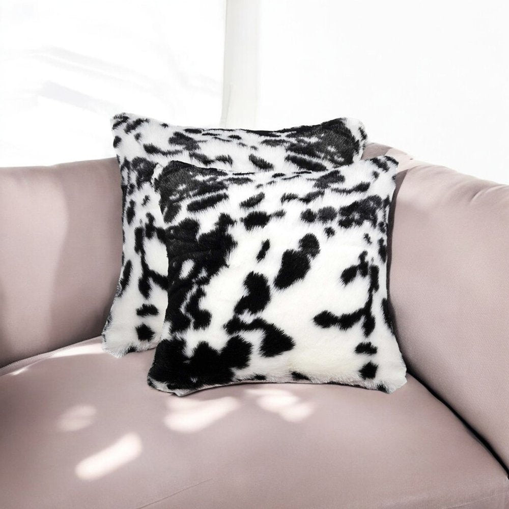 18" X 18" X 5" Sugarland Black And White Faux Pillow 2 Pack
