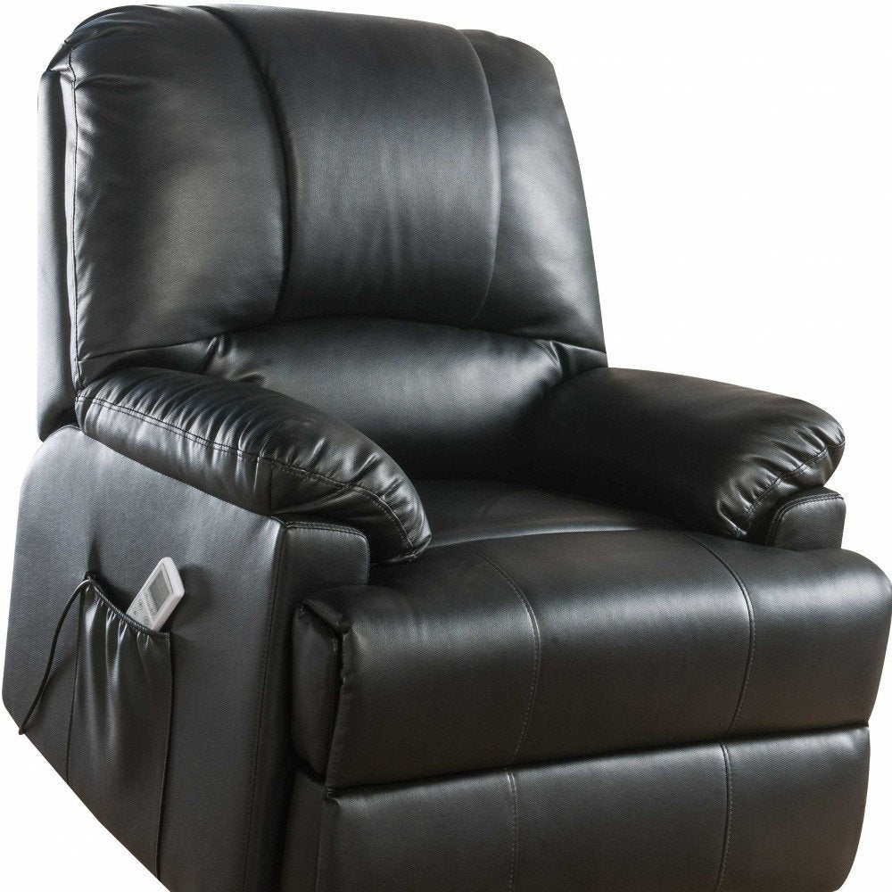 34" Beige Faux Leather Power Massage Lift Assist Recliner