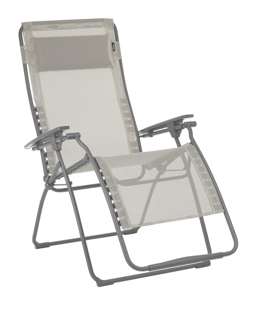 30" Blue and Gray Steel Outdoor Zero Gravity Chair with Blue Cushion