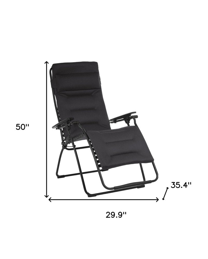 30" Gray Steel Outdoor Zero Gravity Chair with Gray Cushion