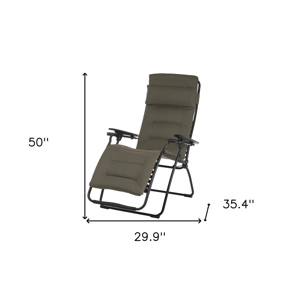 30" Gray Steel Outdoor Zero Gravity Chair with Gray Cushion