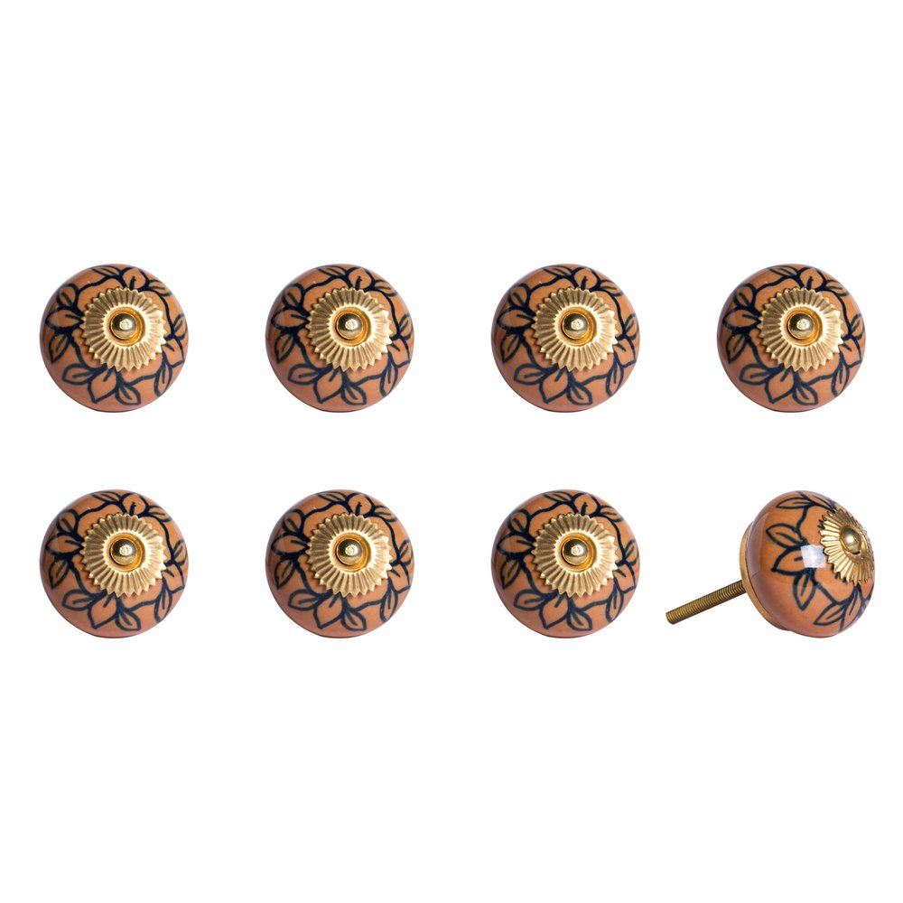 1.5" X 1.5" X 1.5" Orange Gold And Black Knobs 8 Pack