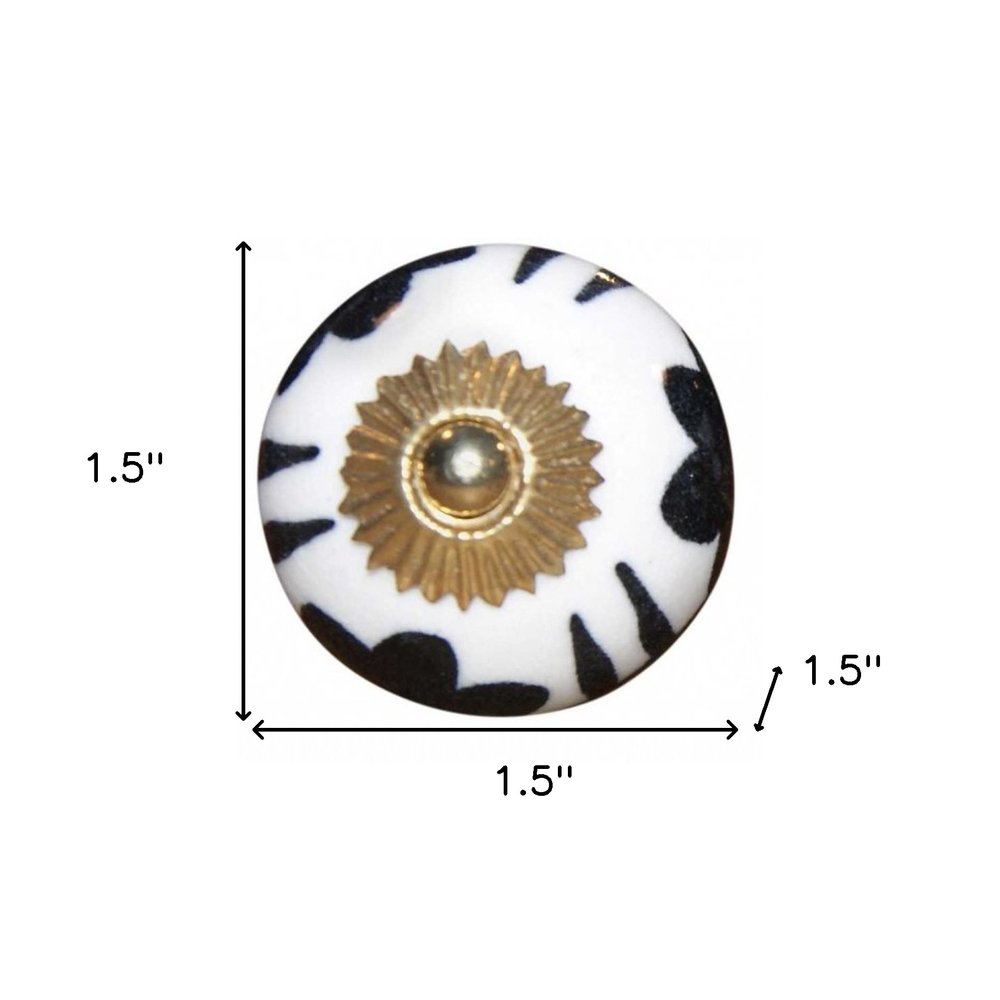 1.5" X 1.5" X 1.5" Black White And Gold Knobs 8 Pack