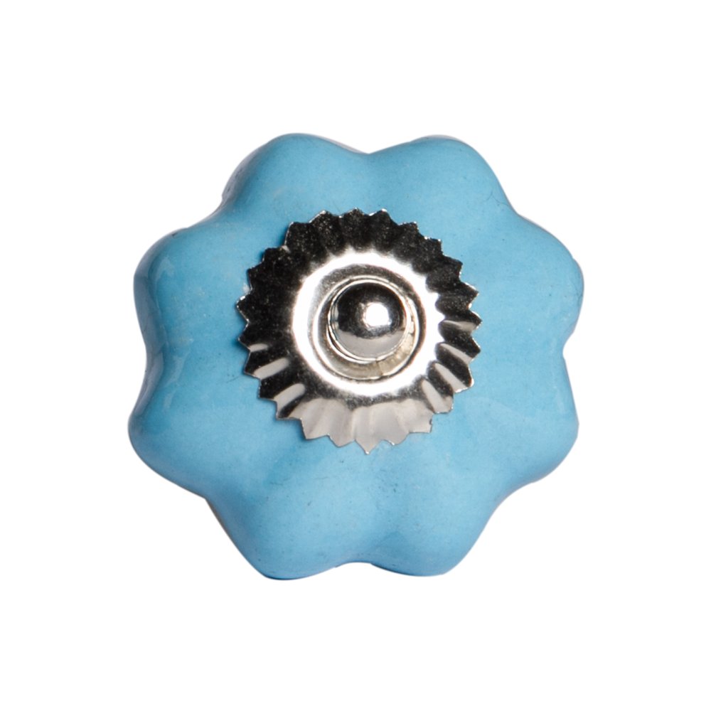 1.5" X 1.5" X 1.5" Glossy Navy And Silver Knobs 8 Pack