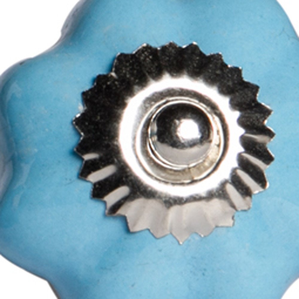 1.5" X 1.5" X 1.5" Glossy Navy And Silver Knobs 8 Pack