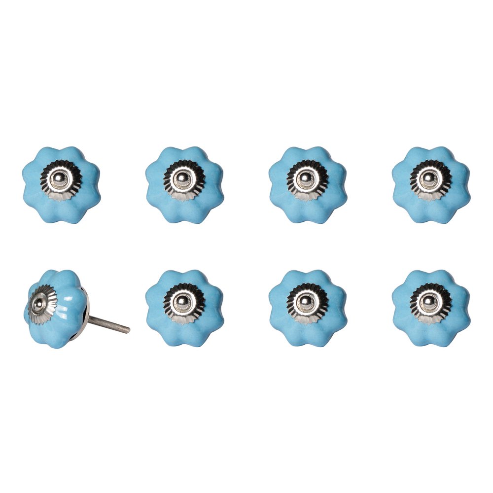 1.5" X 1.5" X 1.5" Glossy Navy And Silver Knobs 8 Pack