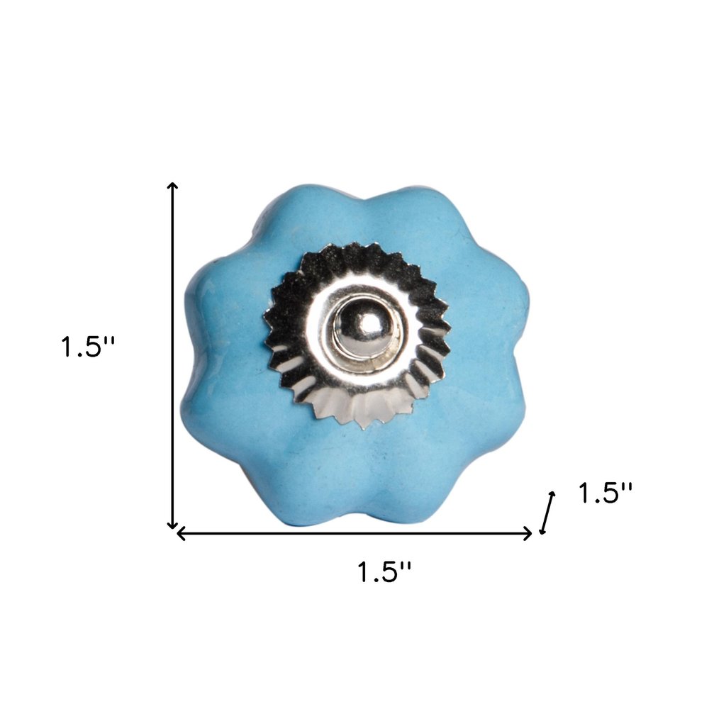 1.5" X 1.5" X 1.5" Glossy Navy And Silver Knobs 8 Pack
