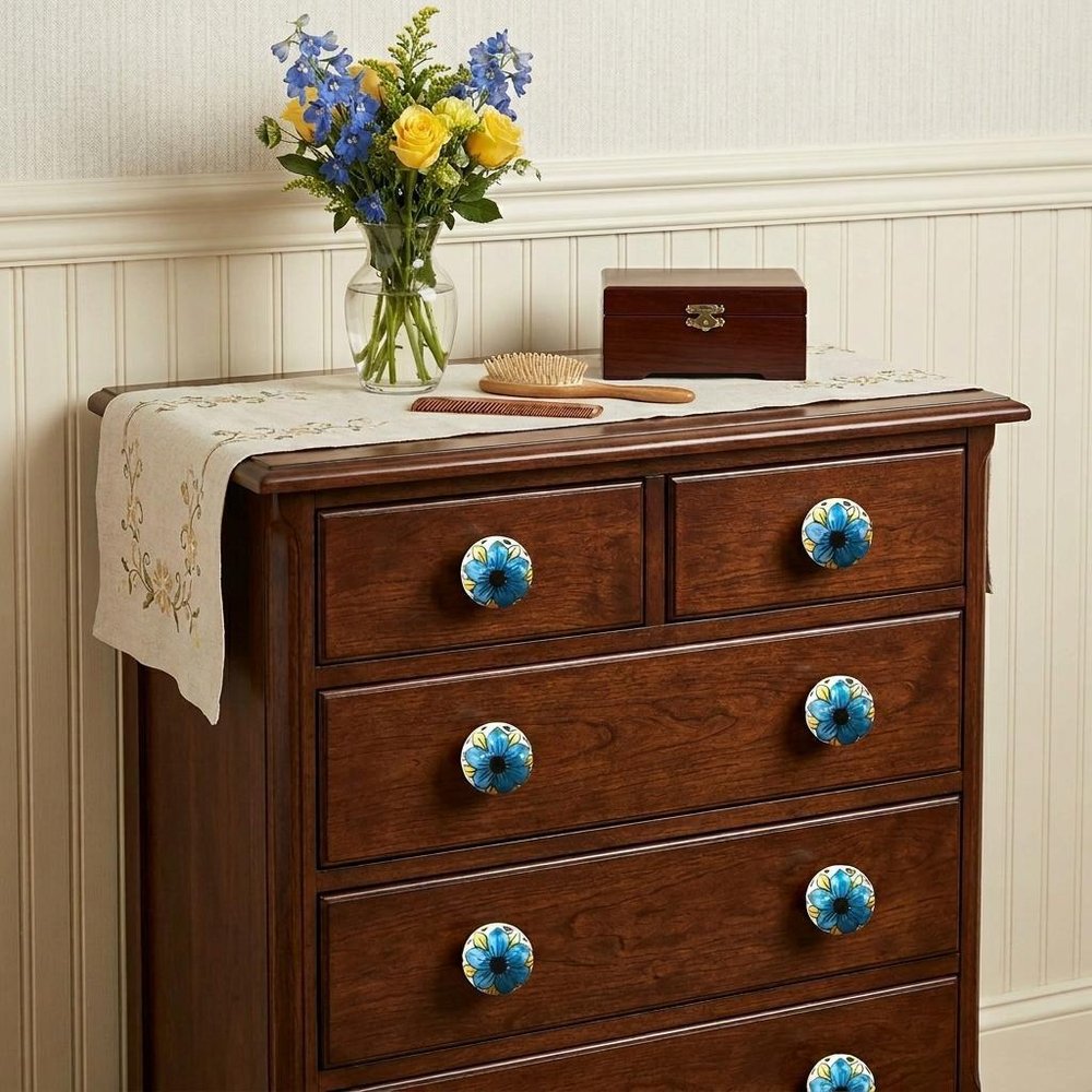 1.5" X 1.5" X 1.5" Blue Black And Yellow Knobs 8 Pack
