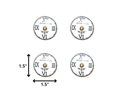 Set of Twelve Black White And Gold Clock Face Ceramic Drawer Pull Knobs