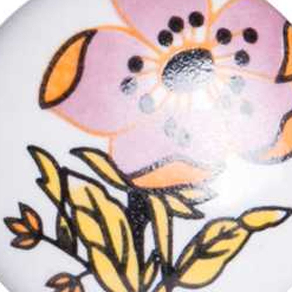 Set of Twelve Pink And White Floral Ceramic Drawer Pull Knobs