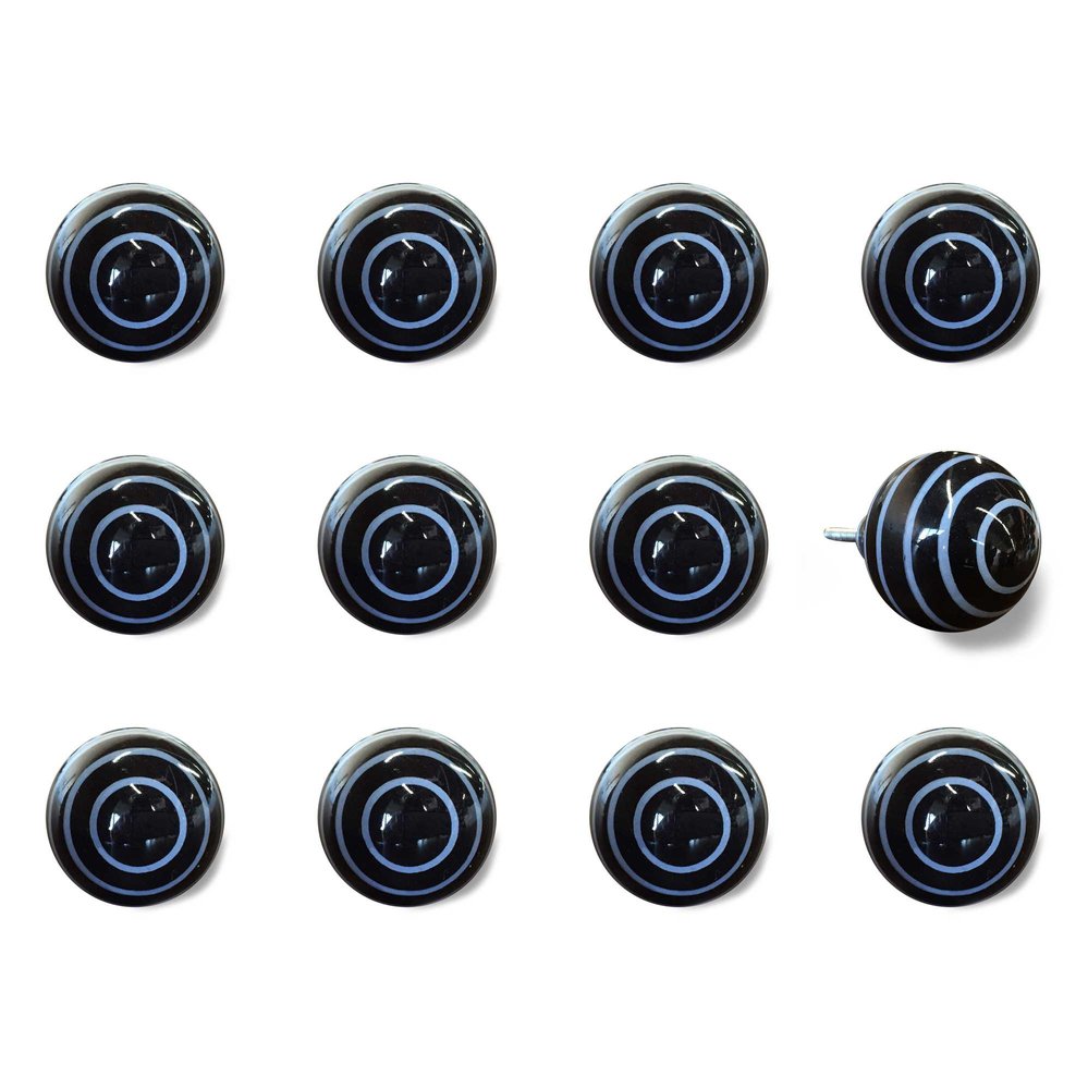 1.5" X 1.5" X 1.5" Black And Light Blue Knobs 12 Pack