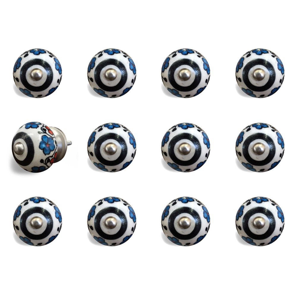 1.5" X 1.5" X 1.5" White Black And Navy Knobs 12 Pack