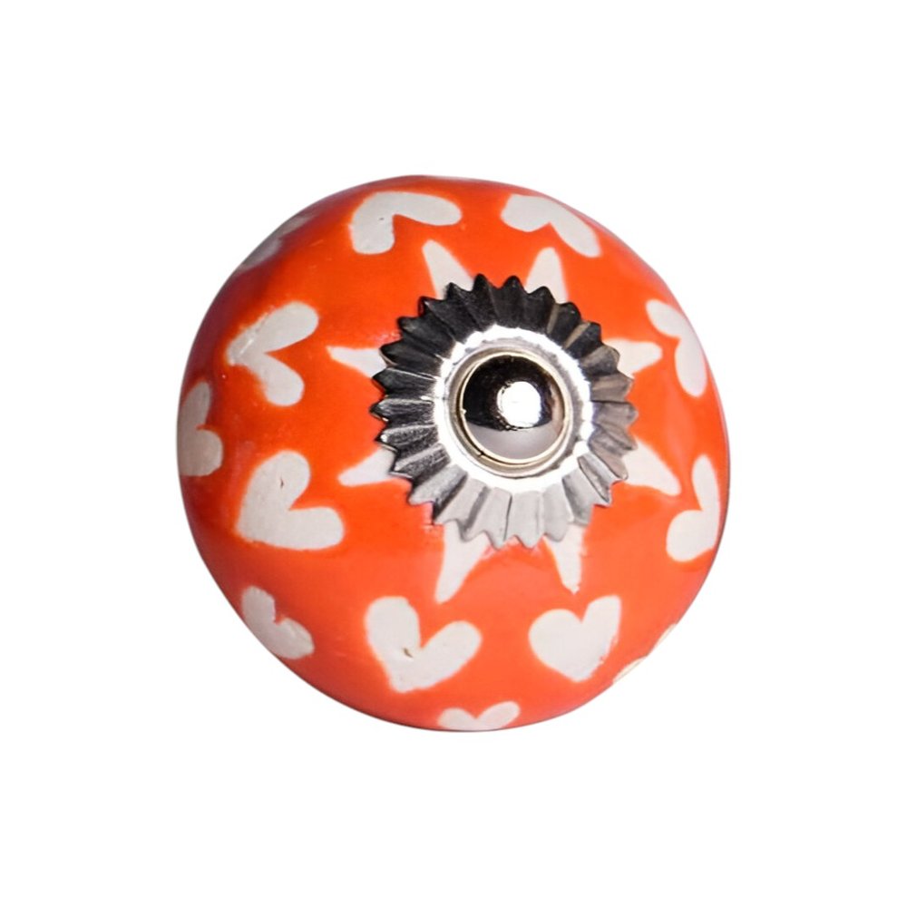 Set of Eight Red Pink And Green Floral Ceramic Drawer Pull Knobs