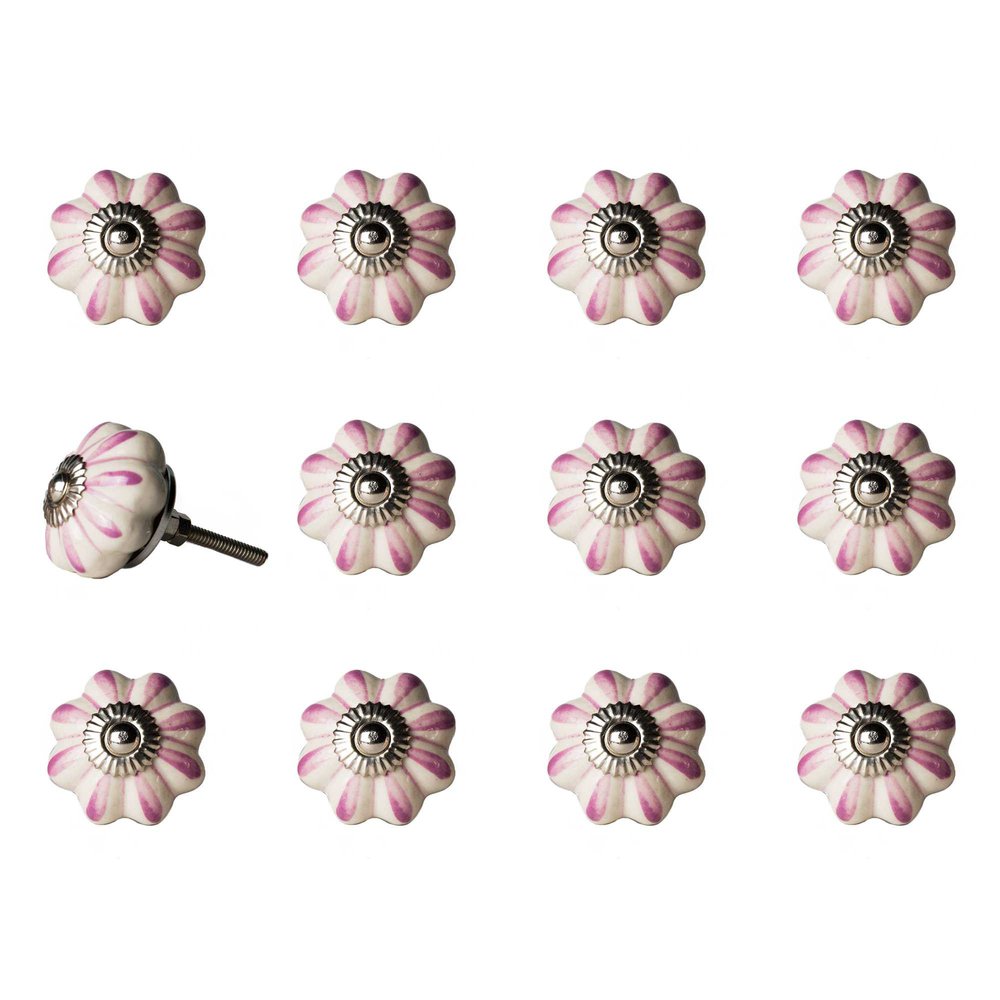 1.5" X 1.5" X 1.5" Cream Pink And Silver Knobs 12 Pack