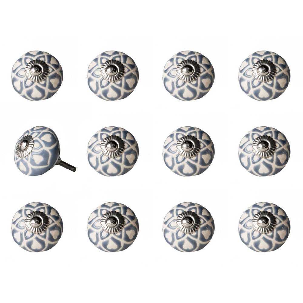 1.5" X 1.5" X 1.5" Blue Cream (Beige) With Silver Knobs 12 Pack