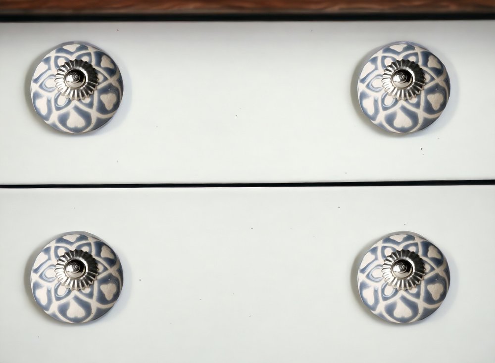 1.5" X 1.5" X 1.5" Blue Cream (Beige) With Silver Knobs 12 Pack